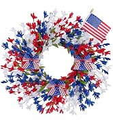 GTIDEA 24'' Patriotic Wreaths for Front Door, American 4th of July Summer Wreath on Grapevine wit...