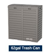 EAST OAK 62 Gallon Outdoor Trash Can, Waterproof Resin Garbage Can with Tiered Lid and Drip Tray,...