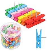 Colorful Push Pin with Wooden Clips