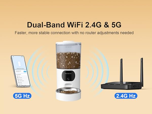 Automatic Cat Feeder with 2K Camera 5G/2.4G WiFi 6.5L Smart Pet Feeder for Cat & Small Dog