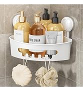 LEVERLOC Corner Shower Caddy Suction Cup, Shower Caddy Basket Powerful Suction Bathroom, Waterpro...