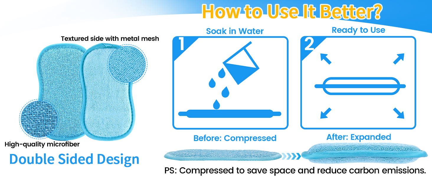 6 Pack Multi-Purpose Scrub Sponges