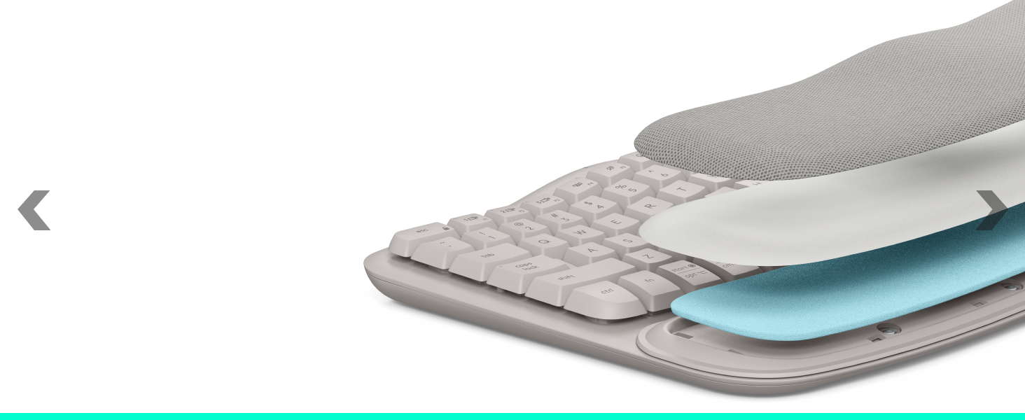 a keyboard with palm rest showing its layers