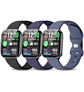 Kollody 3 Pack Silicone Sport Watch Bands Compatible with GloryFit T80/T70/T60/T50 Smartwatch,22m...