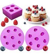 3D Blueberry Raspberry Silicone Molds, Strawberry Chocolate Mold, Fruit Fondant Mold for Cake Dec...