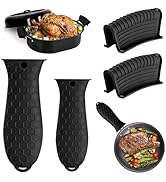 4 Pack Silicone Hot Handle Holder Cover Cast Iron Handle Cover Silicone Pot Holders Heat Resistan...