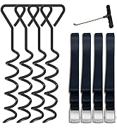 Eurmax USA Trampoline Stakes Heavy Duty Trampoline Parts Corkscrew Shape Steel Stakes Anchor Kit ...