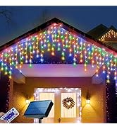 Janchs 304 LED Solar Christmas Lights, Multicolored Outdoor Icicle Lights, 8 Modes Waterproof Sol...