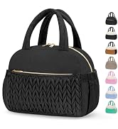 Coobiiya Quilted Puffer Insulated Lunch Bag Women Men, Cute Cotton-Like Taslan Lunch Box for Wome...