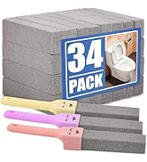 Navona 34 Pack Pumice Stone Scouring Sticks with 3 Universal Handles, Grey Pumice Stone for Clean...