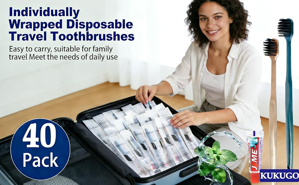 individually wrapped disposable travel toothbrushes