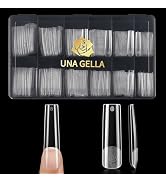UNA GELLA Extra Long Tapered Square Nail Tips, Pre-buffed 240Pcs Square Gel Nail Tips No C Curve ...