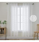 Joydeco White Sheer Curtains 72 Inch Length 2 Panels Set, Rod Pocket Semi Sheer Curtains for Bedr...