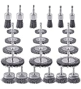 Rocaris 24 Pack Carbon Steel Wire Wheel Brush with 1/4-Inch Hex Shank, Cup Brush, Wheel Brush, Pe...