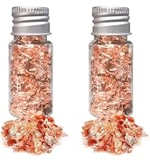 Zjyufy Edible Gold Leaf 2 Bottle Edible Gold Leaf Flakes Gold Foil Flakes Decor for Food Cooking ...