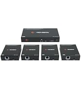J-Tech Digital HDMI Extender Splitter 1x4 Over Single Cat5e/6 Ethernet Cable Up To 164ft. Support...