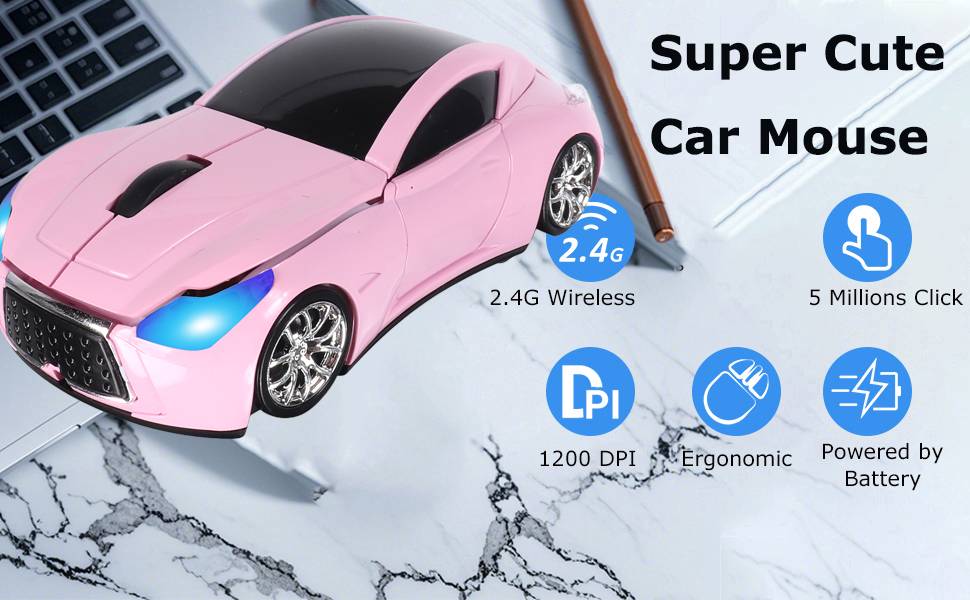 Wireless Car Mouse LED Light Optical Small Wireless Mouse Kids Girls boy gift