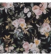 Peel and Stick Dark Flower Vintage Wallpaper - Black and Green Moody Contact Paper - Self Adhesiv...