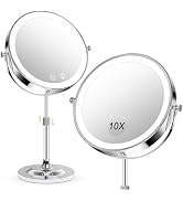 Telihopin 9" Makeup Mirror with Lights,5000mAh Rechargeable Vanity Mirror,1X/10X Double Sided Mag...