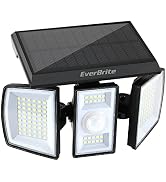 EverBrite Solar Outdoor Lights, 128 LED 7000K Solar Motion Sensor Lights, 3 Heads Security LED Fl...