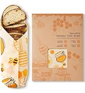 Beeswax Wraps for Food – Reusable Beeswax Bread Bag & Sandwich Wrap, Organic & Eco-Friendly & Sus...