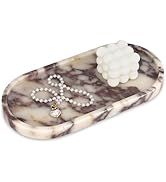 Oval Marble Bathroom Vanity Tray, Natural Luxury Marble Home Kitchen Bathroom Table Tray, Stone D...