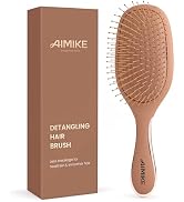 AIMIKE Mocha Mousse Detangler Brush, Pain-Free Detangling Brush with Ultra-Soft FlexGlide Bristle...