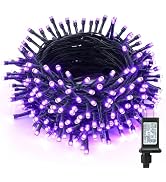 ODEETRONIC Purple Halloween Lights, 98.4ft 300 LED Purple String Lights, 8 Modes Halloween Light ...