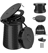 PLOGGING XXL Portable Toilet -19.7" H 15" D Adjustable Foldable Camping Toilet, Luggable Loo with...
