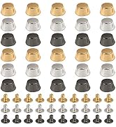 AUEAR, 30 Pack Screw Back Rivets Stud Purse Feet Metal Studs Rivet for Leather Bag Craft DIY (Fla...