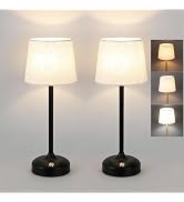 LAVAED Cordless Table Lamps Rechargeable Bedside Lamp 3 Color Temperature Stepless Dimmable, Smal...