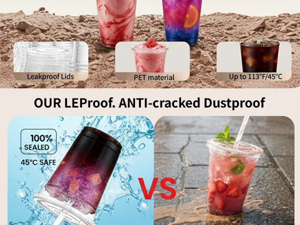 plastic cups with lids and staws