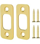 Siwil Round Corner Deadbolt Strike Plate, 1" X 2-1/4“ Door Backplate Gold, Stainless Steel – 2 Pack