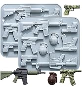 Pistol Shaped Chocolate Molds 2 Pack, 8-Cavity Nonstick Hand Grenade Gun Design, for Ice Cube Jel...