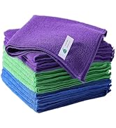GREEN POMELO Microfiber Cleaning Cloths, 12 Pack 300gsm Cleaning Rags, Reusable & Washable Microf...