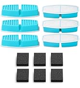 Official POOEKEN 12 Packs(6 Filters + 6 Sponges) for B3 Battery Cat Water Fountain, Cat Fountain ...