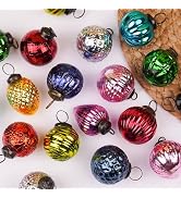12 Glass Christmas Ball Ornaments- Glass Christmas Ornaments- Vintage Christmas Balls- Unique Chr...