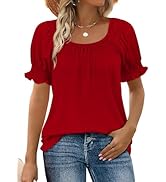 WIHOLL Womens Short Sleeve Square Neck Summer Tops Dressy Casual Blouses Trendy Clothes 2026