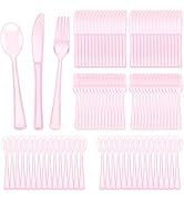 qonimi 180 Pack Disposable Clear Cutlery Set Plastic Silverware Heavy Duty Utensil Sets 60 Forks ...