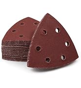SPEEDWOX 50 Pcs Triangle Sanding Pads Hook and Loop 240 Grit Oscillating Sanding Pad 90mm 6 Holes...