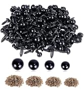 UPINS 500 Pieces 6-12MM Black Plastic Safety Eyes with Washers for Crochet Animal Crafts Doll Mak...