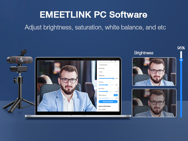 webcam for pc 4k with EMEETLINK Adjustment