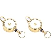 2Pcs Gold Badge Holder, Zinc Alloy Carabiner Badge Reel Retractable ID Card Reel Badge Holder Key...