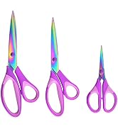 Craft Scissors Set of 3 Pack, All Purpose Sharp Titanium Blades Shears, Comfort Grip Handle, Mult...
