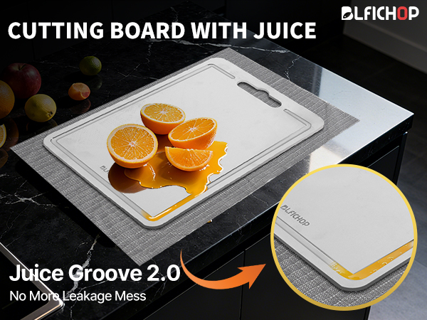 stainless steel cutting board with juice groove