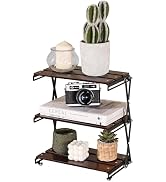 TlaroRiz Desk Shelf Organizer 3 Tiers Wood Compact Desk Organizer Storage Rack Metal Frame Office...