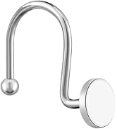 ZESLMG Shower Curtain Hooks, Chrome Shower Curtain Rings Rustproof Metal Round Decorative Shower ...