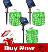 kolpop Green Solar Fairy Lights Outdoor, 3 Packs Total 96FT 240 LED Solar Powered String Light Ou...