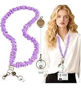 Scrunchie Lanyard Teacher for Id Badges Keys with Retractable Badge Reel Cute Teacher Lanyard for...
