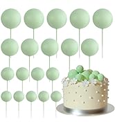 ASTARON 20 Pcs Ball Cake Topper Decorations Mini Balloons Cake Topper Sticks Light Green Balls Ca...